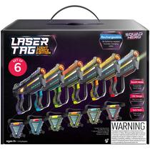 Conjunto Squad Hero de 6 Laser Tag Recarregáveis para Crianças, Adolescentes e Adultos - Presentes para Meninos - Blasters e Colete com Sensores - Ideias Divertidas para Idade 8+ - Jogo Laser para Meninos e Meninas - Atividades ao Ar Livre para Adolescentes