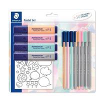Conjunto Staedtler Canetas Triplus e Marcadores Pastel 12pçs