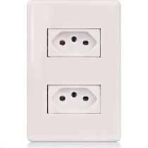 Conjunto Steck Linha Stella Branco Com Placa 2 Tomadas 2P+T. 10A. - 869360