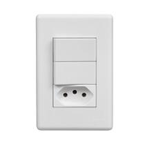 Conjunto Stella Steck 2 Interruptores Simples + 1 Tomada 2P+T Horizontal Branco 10A 250V Conjunto Stella Steck 2 Interruptores Simples + 1 Tomada 2P+T Horizontal Branco 10A 250V
