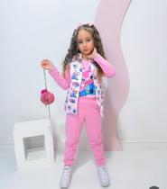 Conjunto Stitch 3 peças Blusa Colete Calça Moletom Infantil
