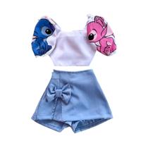 Conjunto Stitch Cropped Short Saia Infantil Juvenil Conjunto Stitch Cropped Short Saia Infantil Juvenil