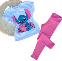 Conjunto Stitch infantil menina camiseta e legging