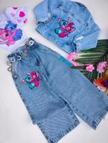 Conjunto Stitch Jaqueta e calça jeans bordada Conjunto Stitch Jaqueta e calça jeans bordada
