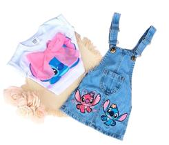 Conjunto Stitch salopete jeans e cropped - modinha infantil