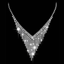 Conjunto Strass Cascata Brinco + Colar Casamento Festa Evento Noiva Conjunto Strass Cascata Brinco + Colar Casamento Festa Evento Noiva