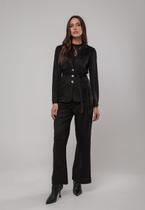 Conjunto Suede Blazer com Faixa e Calça Wide Leg Preto Salvatore Conjunto Suede Blazer com Faixa e Calça Wide Leg Preto Salvatore