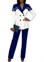 Conjunto Suit Seltaon, de 2 peças, casual, casual, elegante, feminino, azul