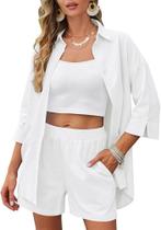 Conjunto summer colete +short+cropped feminino -tamanho g