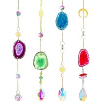 Conjunto Suncatchers YU FENG Natural Agate Slice Crystal Prismas Conjunto Suncatchers YU FENG Natural Agate Slice Crystal Prismas