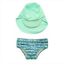 Conjunto sunga + bone azul peixinhos 0-6M basic +