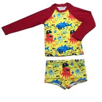 Conjunto Sunga Boxer Infantil+Camisa Proteção Solar Uv Praia