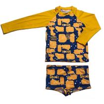 Conjunto Sunga Boxer Infantil+Camisa Proteção Solar Uv Praia