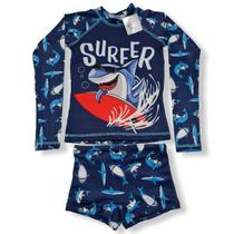 Conjunto Sunga Infantil Com Blusa Proteção Uv50 Térmica Dry