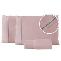 Conjunto Super King Casal 300 Fios Ponto Palito Roupa Jogo Cama Box 100 Algodão 3 Peças Extra Macio