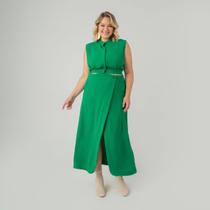 Conjunto susie cropped e saia em crepe feminino