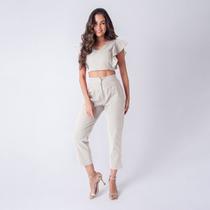 Conjunto susie cropped godê e calça cigarrete feminino Conjunto susie cropped godê e calça cigarrete feminino