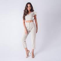 Conjunto susie cropped godê e calça cigarrete feminino