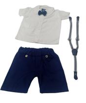 Conjunto Suspensório Social Bco Marinho Infantil Mbb Meninos