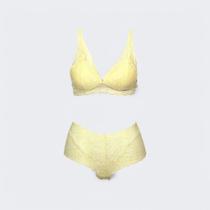 Conjunto Sutia Calcinha Renda Amarelo
