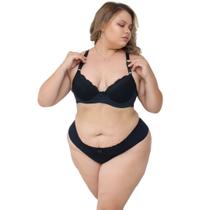 Conjunto Sutiã Com Microfibra E Renda Calcinha Fio Duplo