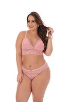 Conjunto sutiã cropped e calcinha renda importada rose tamanho 50