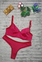 Conjunto Sutiã e calcinha Básico de Poliamida.