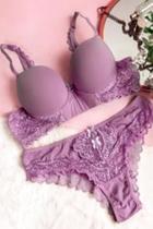 Conjunto sutiã e calcinha com base reforçada e costas de renda euphoria (tam p) lindelucy