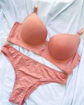 Conjunto Sutiã e Calcinha com Bojo Plus Size Microfibra - Cod 0322
