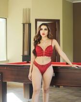 Conjunto Sutiã e Calcinha com Bojo Vermelho - COD. 3028