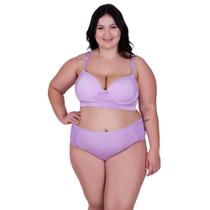 Conjunto Sutiã e Calcinha Cós Alto com Detalhe em Renda Lingerie Plus Size Dani