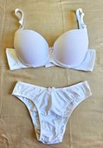 Conjunto sutiã e tanga G branco liso zensil