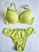 Conjunto sutiã e tanga verde G citrus liso com gripir zensil