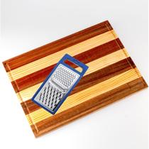 Conjunto Tabua Carne 45cm Madeira C/ Ralador Multiuso 3 em 1