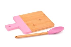 Conjunto Tábua Corte com Colher Bambu e Silicone 15x26Cm
