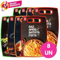 Conjunto Tábua Corte Decorada Plástico Retangular Colorida Churrasco Carne Legumes