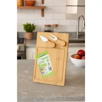 Conjunto Tábua de Bambu com 2 Espátulas Thika 30X20X1,5CM