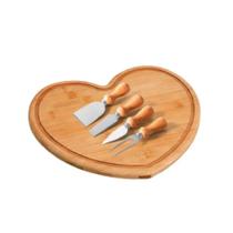 Conjunto Tábua de Bambu Forma Coração para Queijo com 5 Peças Casíta