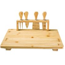 Conjunto Tábua de Servir com Facas Utensílios para Queijos 100% Bambu - Class Home