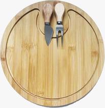 Conjunto Tábua Para Queijo e Frios Red Em Bambu Com 3 Peças