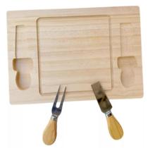 Conjunto Tábua para Queijos e Frios Bambu 3 Peças Faca Garfo Conjunto Tábua para Queijos e Frios Bambu 3 Peças Faca Garfo
