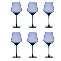 Conjunto Taça De Cristal Azul Vinho Moderna Luxo 595Ml