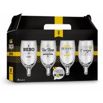 Conjunto Taça Windsor Cerveja Frases Bar Brasfoot 330ml 4un