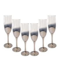Conjunto Taças de Vidro p/ Champagne de Base Prateada 170ml Conjunto Taças de Vidro p/ Champagne de Base Prateada 170ml