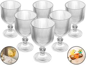 Conjunto Taças Em Vidro Transparente Para Água Sucos Refrigerante Drinks Coquetel Mesa Posta 6 Peças