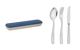Conjunto Talher Aço Inox Com Estojo e Tampa Azul Tramontina Azul Conjunto Talher Aço Inox Com Estojo e Tampa Azul Tramontina Azul