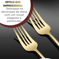 Conjunto Talher Aço Inox Dourado Moderno 24 Peças Mesa Posta