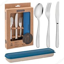 Conjunto Talher com 3 Peças em Aco Inox Tramontina Com Estojo para Transporte Conjunto Talher com 3 Peças em Aco Inox Tramontina Com Estojo para Transporte