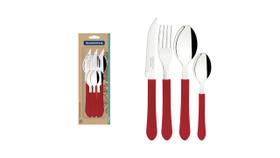 Conjunto Talheres 12 Pcs Leme Vermelho Tramontina Aço Inox