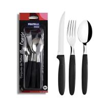 Conjunto Talheres 12 Peças Inox Preto Kit Completo Mesa Cozinha Resistente Durável Design Moderno Elegante Fácil Limpeza Conjunto Talheres 12 Peças Inox Preto Kit Completo Mesa Cozinha Resistente Durável Design Moderno Elegante Fácil Limpeza